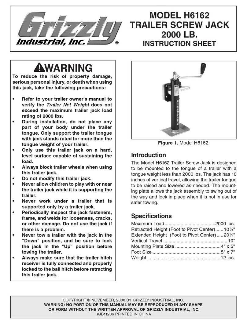 Grizzly Trailer Screw Jack H6162 instruction sheet