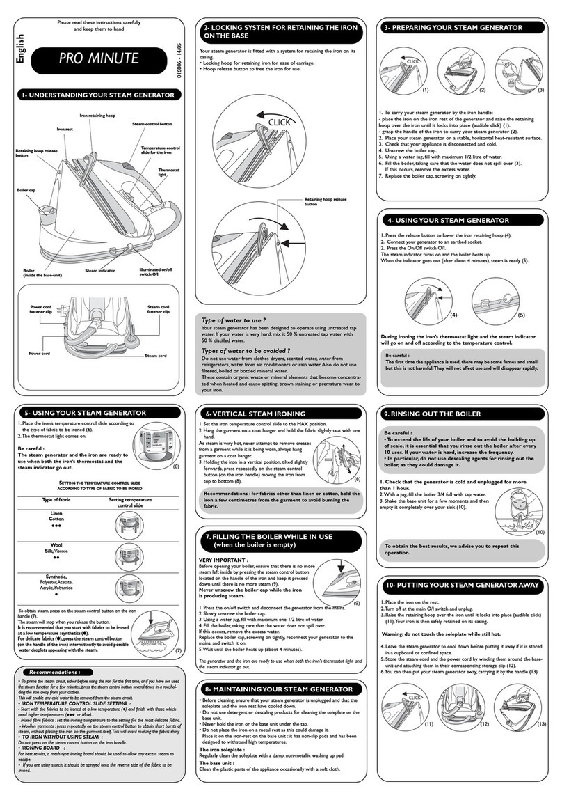 TEFAL Steam Generator GV6500 User manual