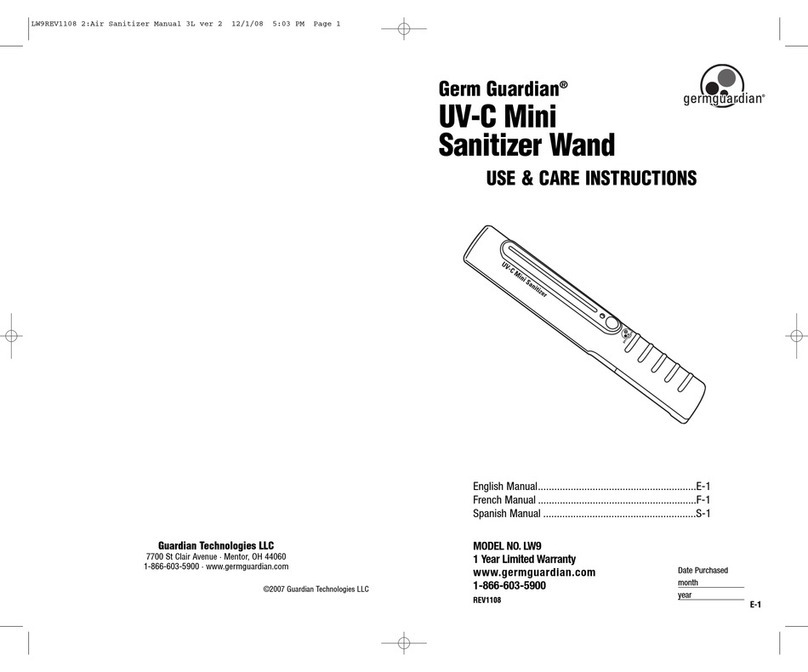 Germguardian Germ Guardian LW9 Use and care instructions