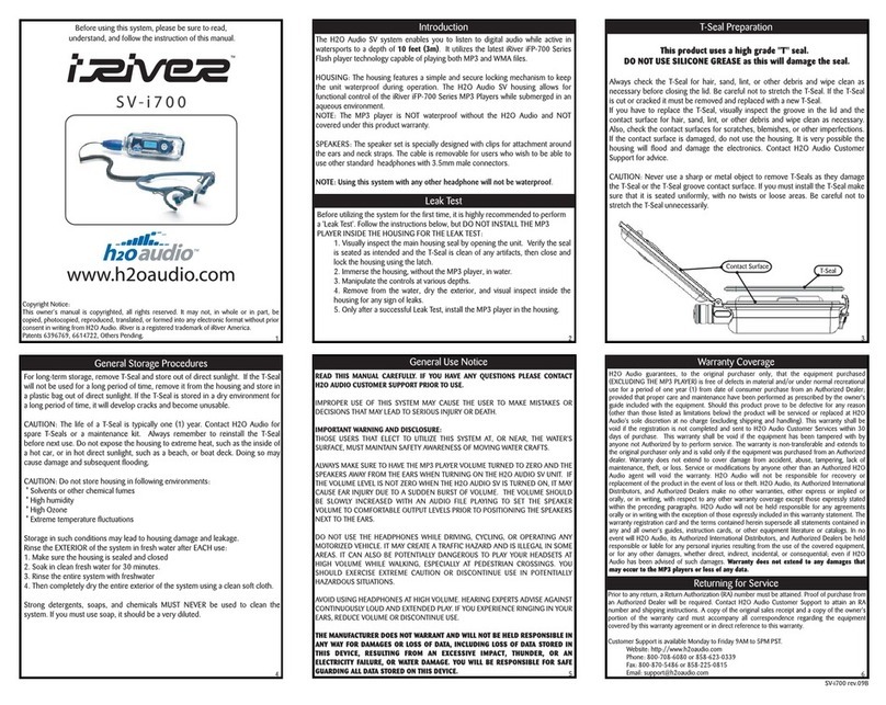 H2O Audio iFP-700 owner's manual
