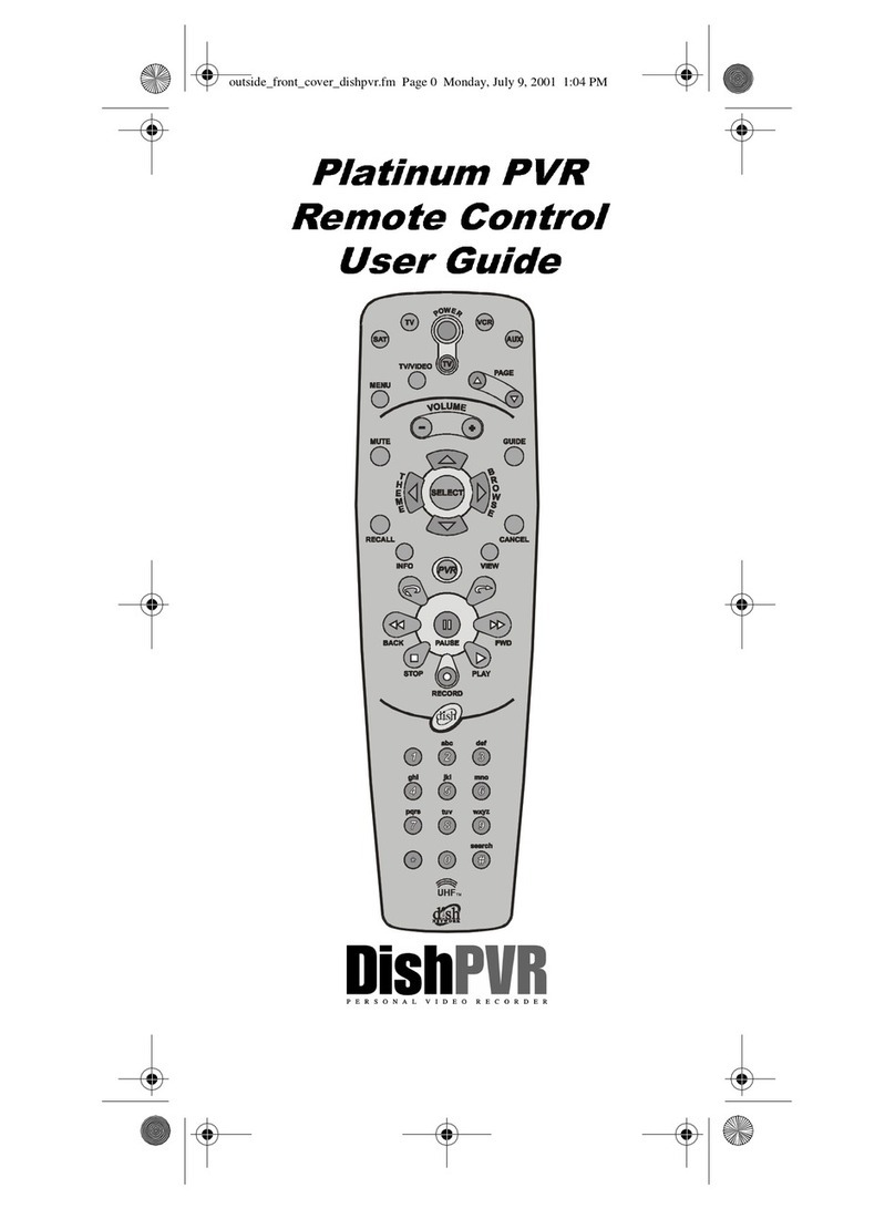 Dish Network Platinum PVR Remote Control user guide