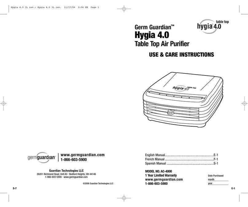 Germguardian Hygia 4.0 Quick reference guide