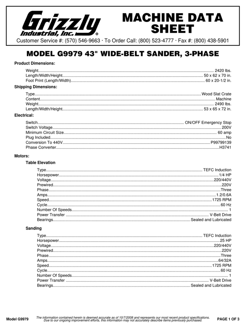 Grizzly G9979 Machine data sheet