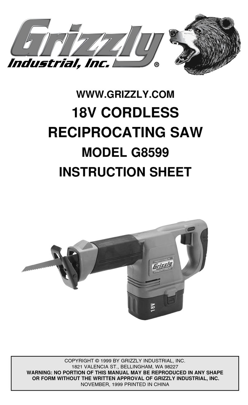 Grizzly G8599 instruction sheet