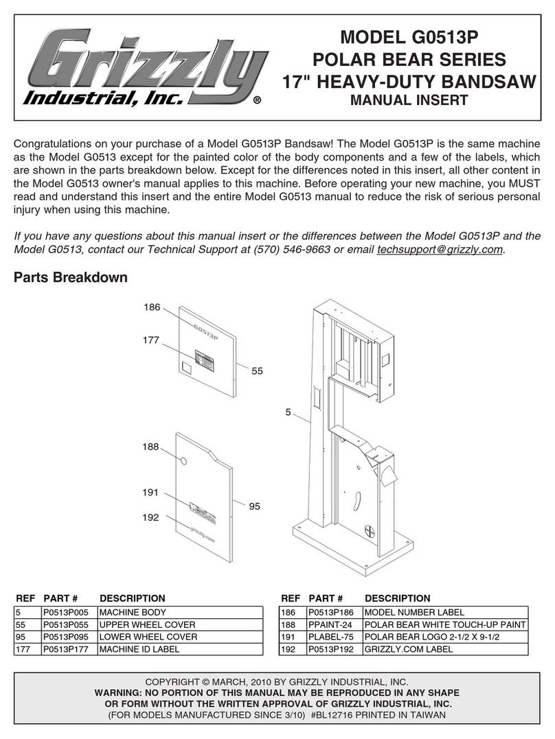 Grizzly G0513P owner's manual