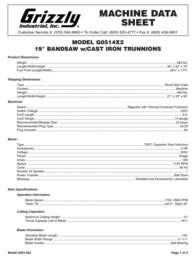 Grizzly EXTREME G0514X2 Machine data sheet