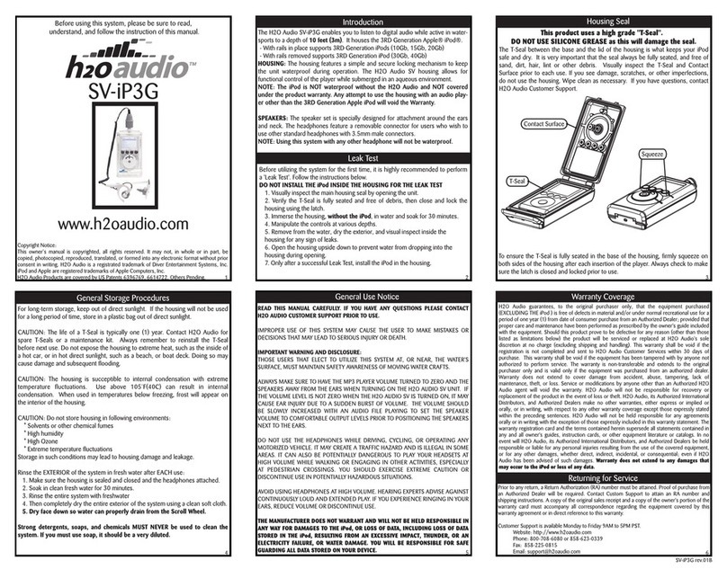 H2O Audio S3-1A1 owner's manual