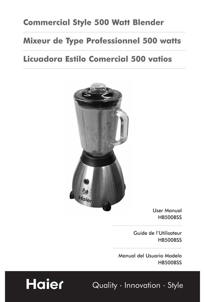 Haier HB500BSS - 48oz Blender W Glass Jar User manual