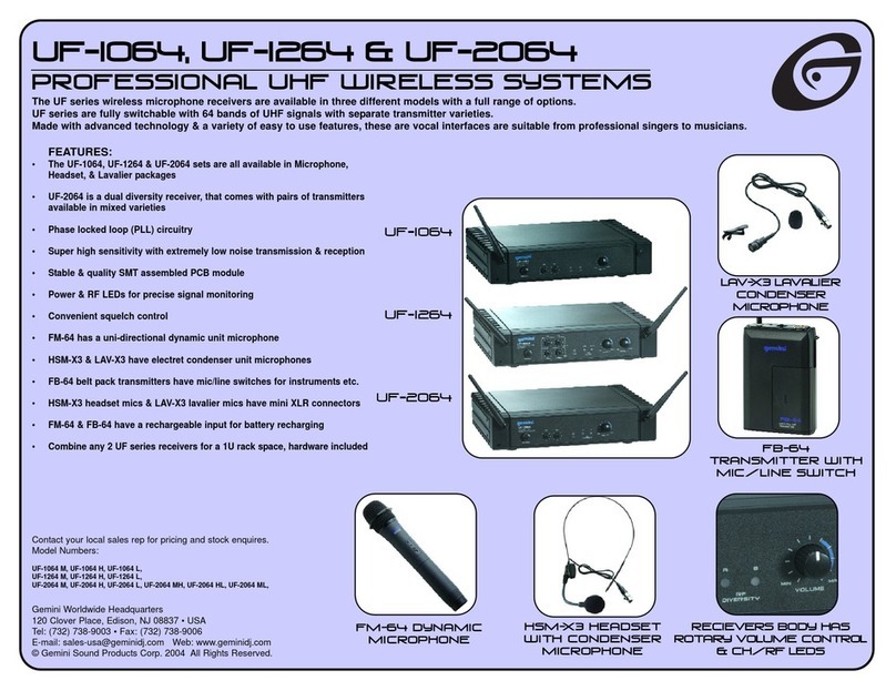 Gemini UF-1064, UF-1264, UF-2064, UF-8264 Specifications