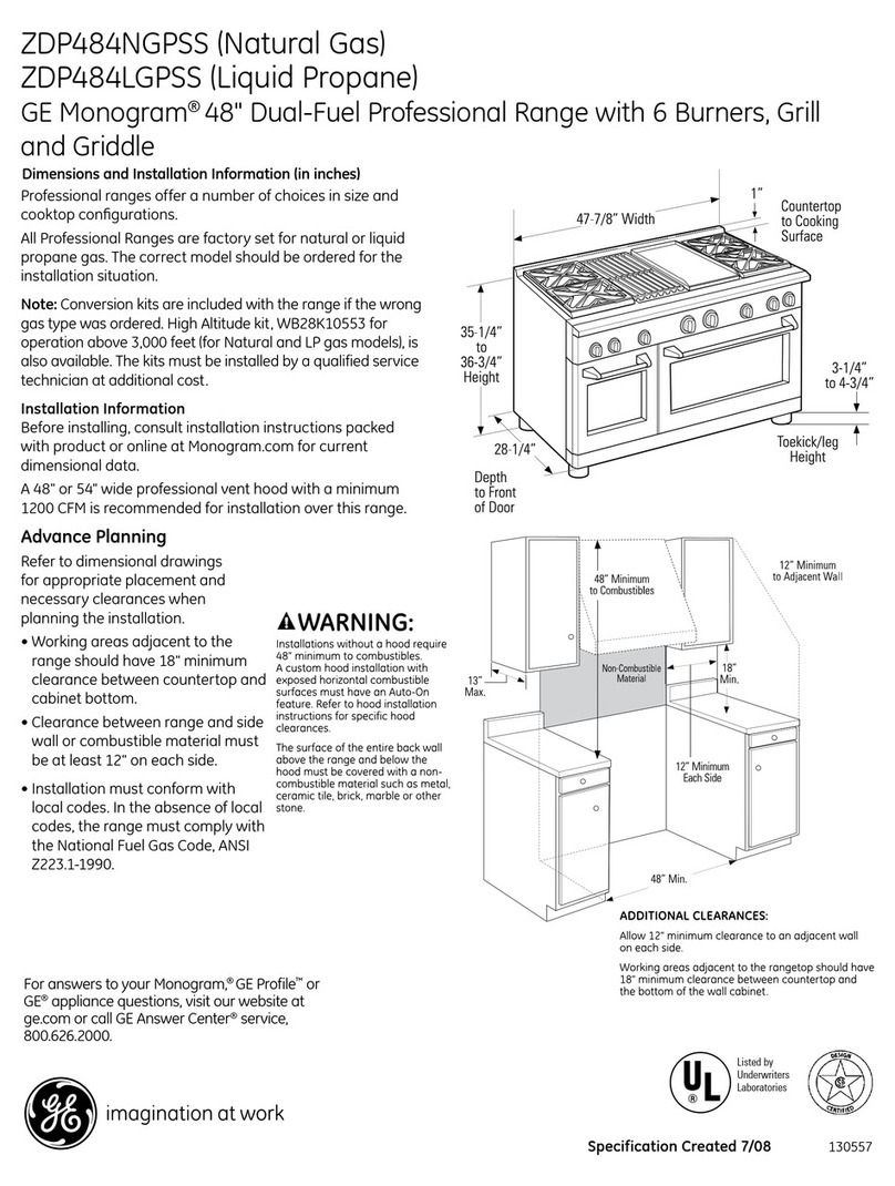 GE Monogram ZDP484LGPSS Dimensions and installation information