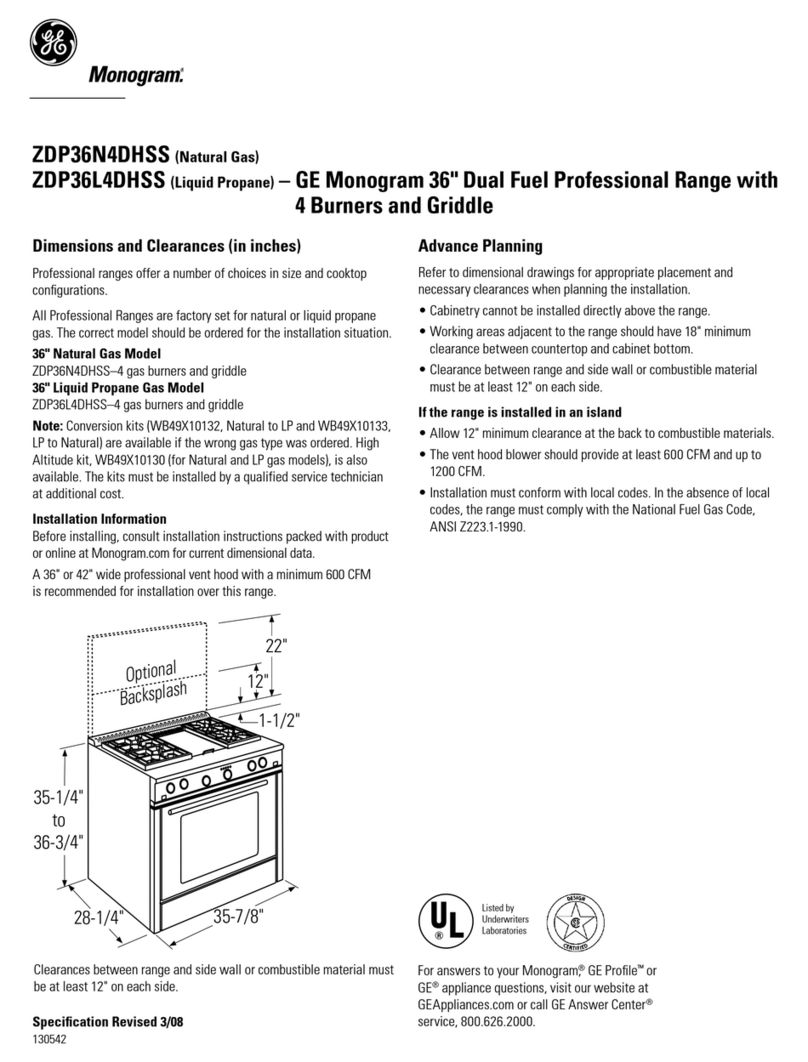 GE Monogram ZDP36N4DHSS Dimensions and installation information