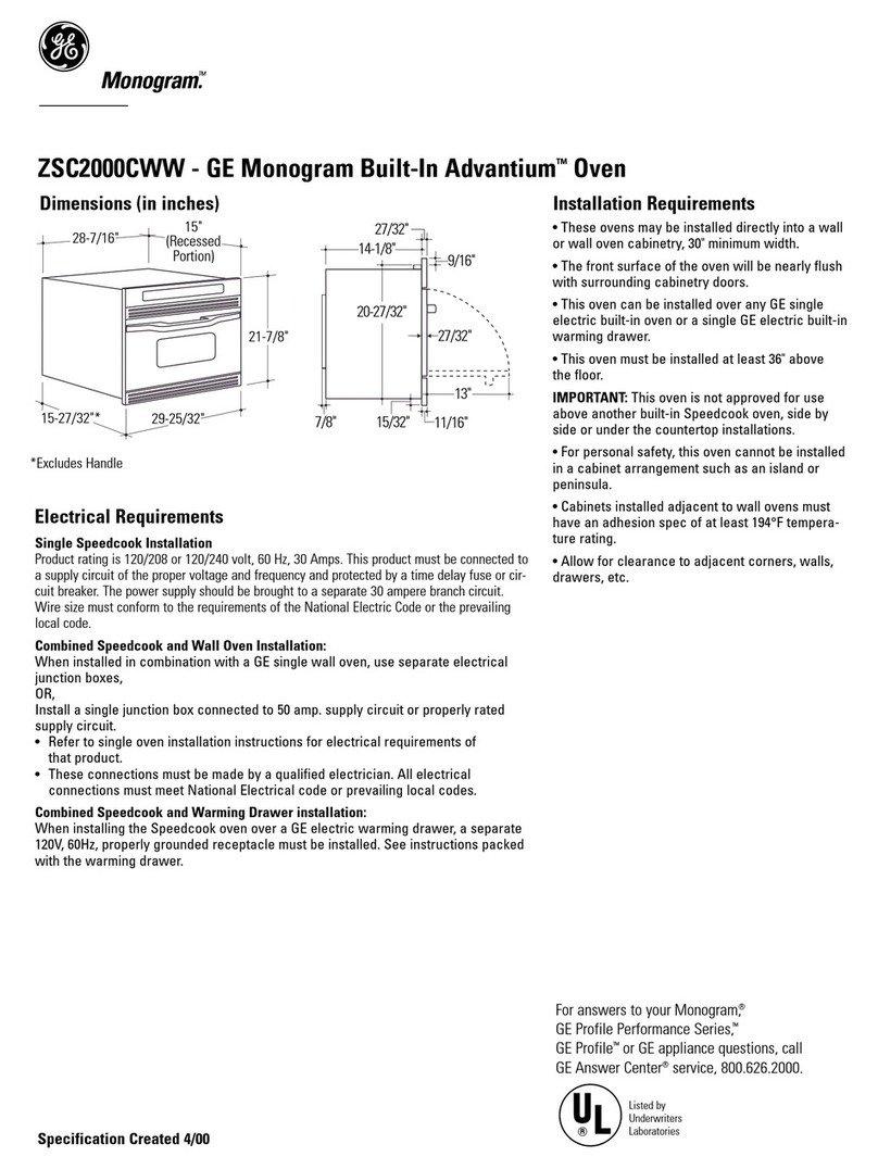 GE Monogram ZSC2000CWW Dimensions and installation information