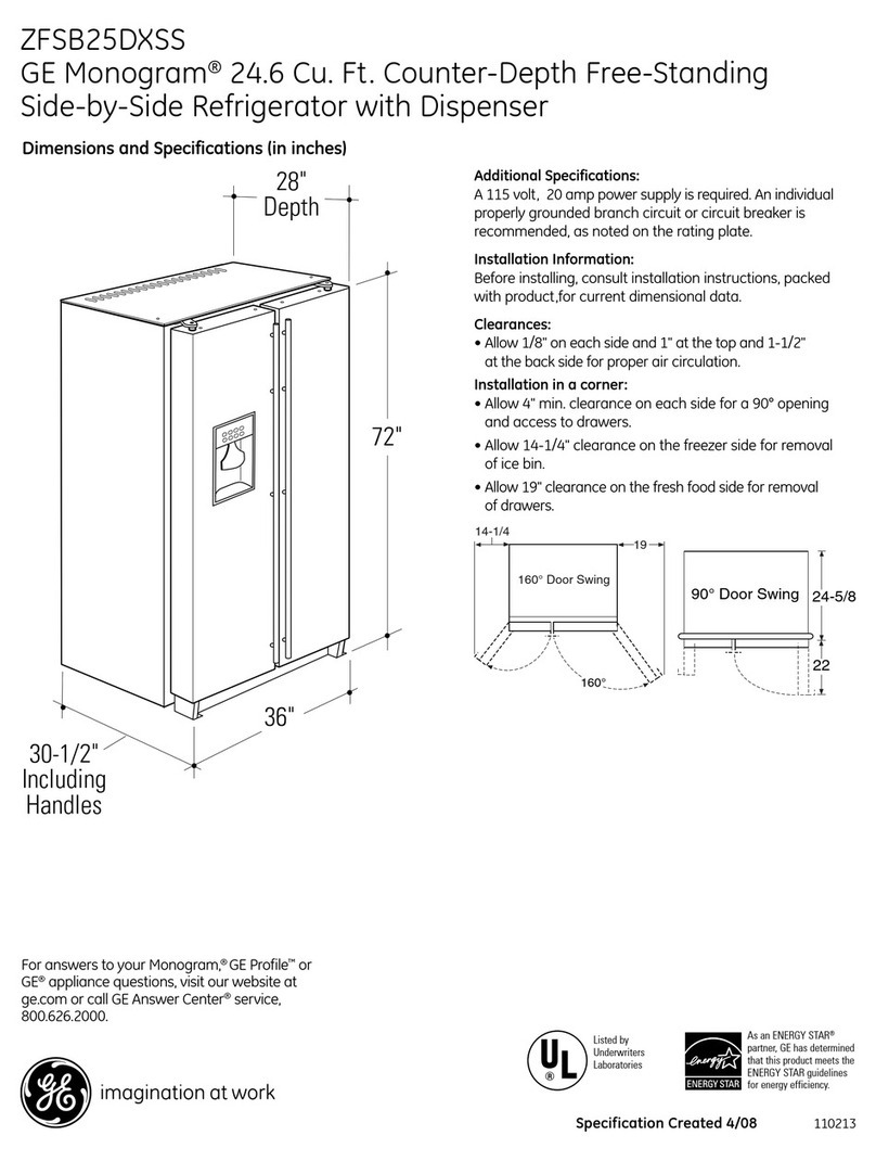 GE Monogram ZFSB25DXSS User manual GE Monogram ZFSB25DXSS User manual