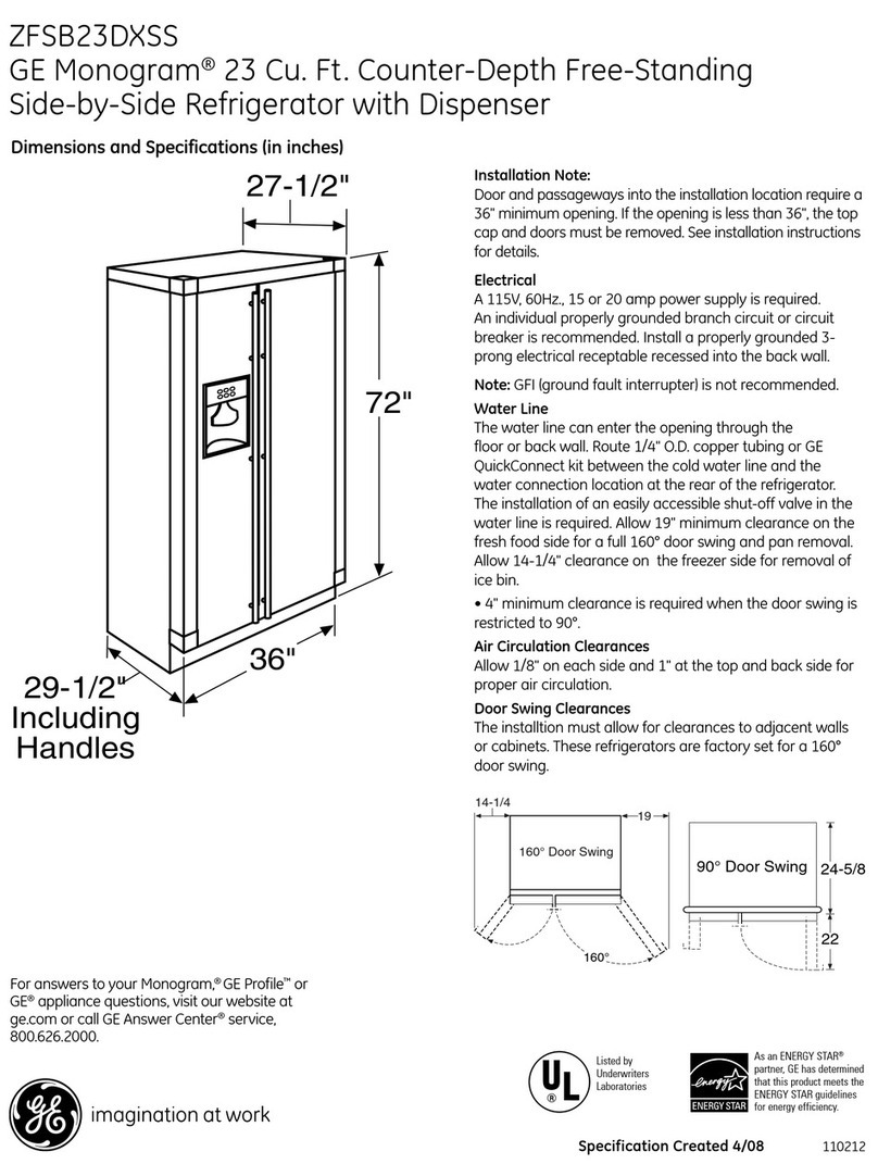 GE Monogram ZFSB23DXSS User manual