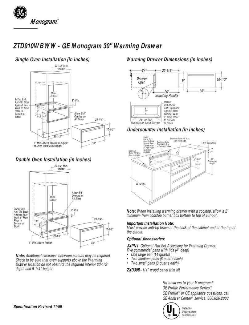 GE Monogram ZTD910WBWW Manual GE Monogram ZTD910WBWW Manual