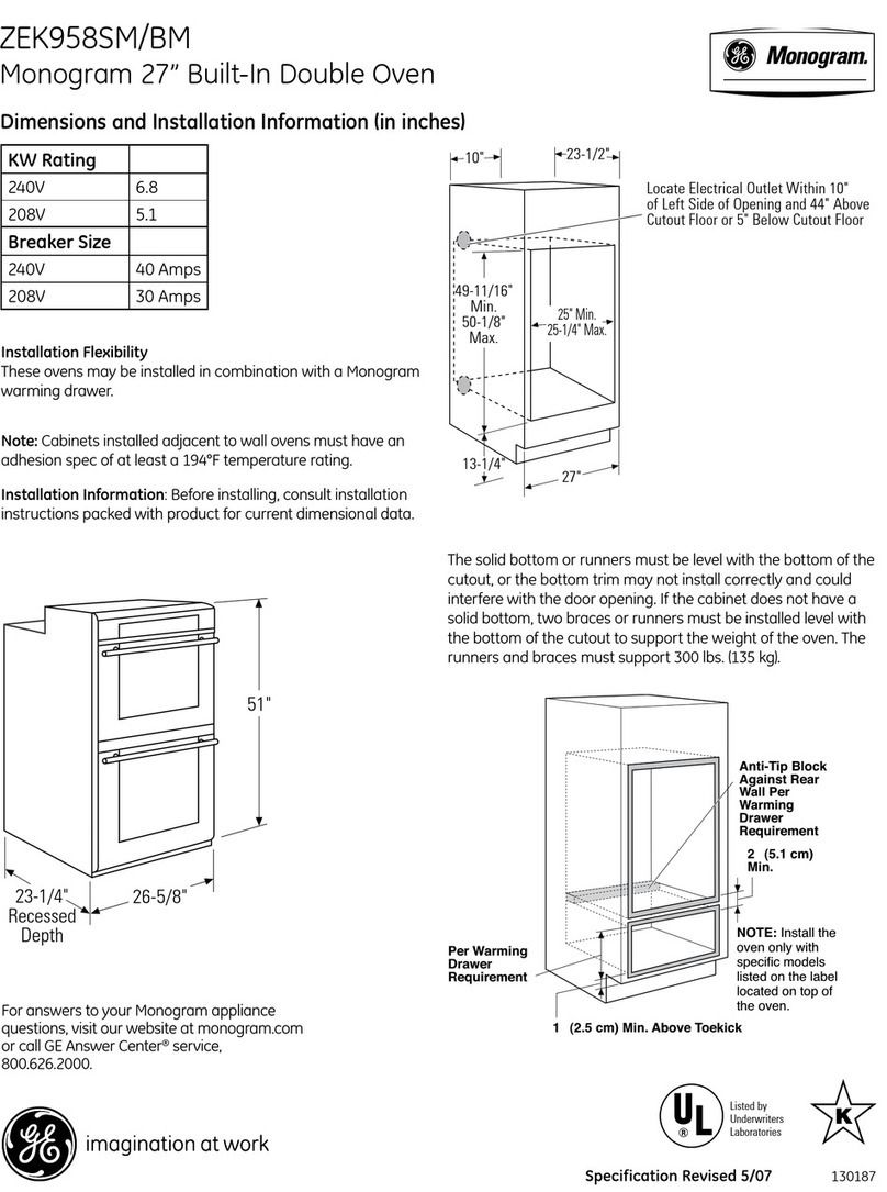 GE Monogram ZEK958BM Manual