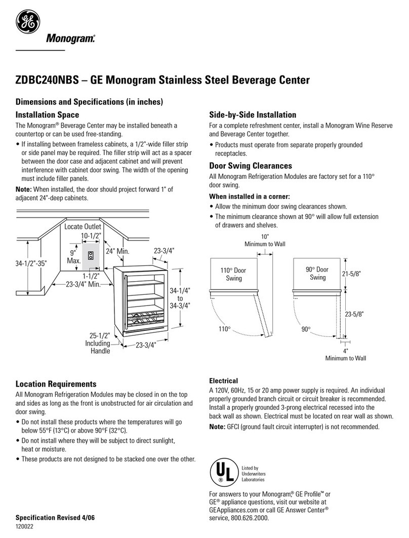 GE Monogram ZDBC240NBS User guide
