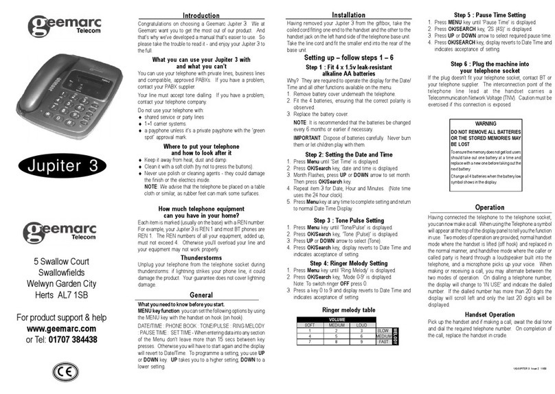 Geemarc Jupiter 3 User manual