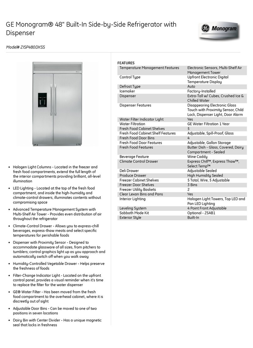 GE Monogram ZISP480DXSS User manual GE Monogram ZISP480DXSS User manual