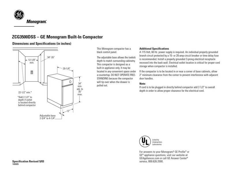 GE Monogram ZCG3500DSS datasheet