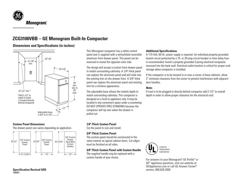 GE Monogram ZCG3100VBB User manual