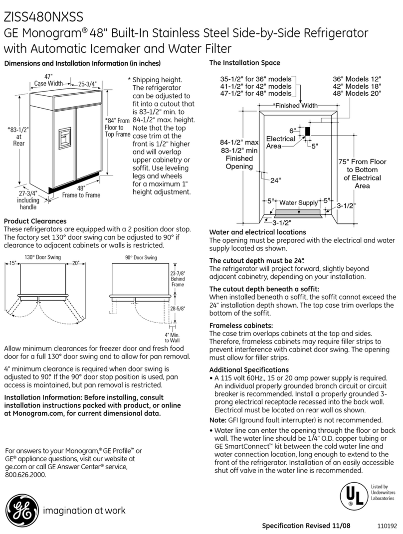 GE Monogram ZISS480NXSS User manual GE Monogram ZISS480NXSS User manual