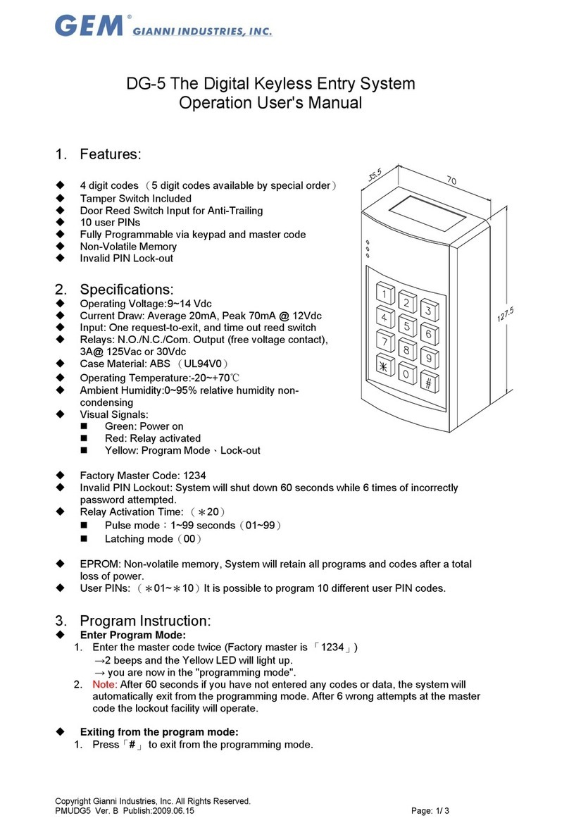 Gianni Industries DG-5 Operation user's manual