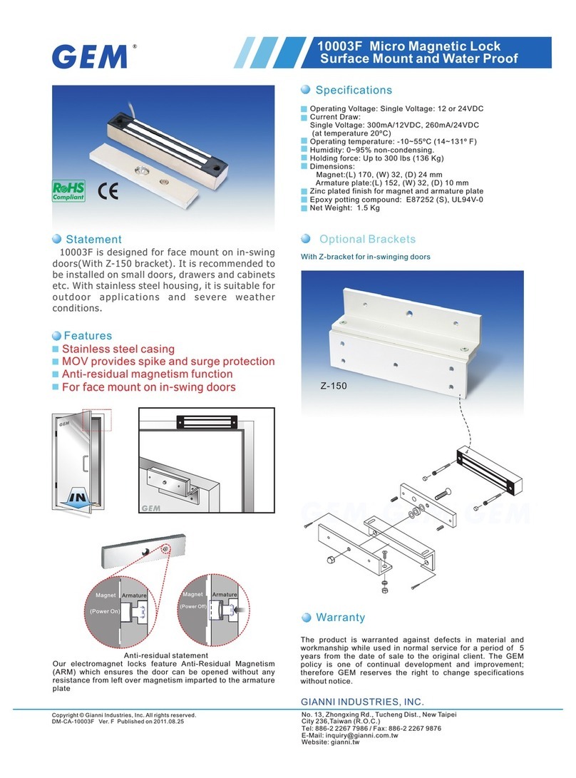 Gianni Industries 10003F User manual Gianni Industries 10003F User manual