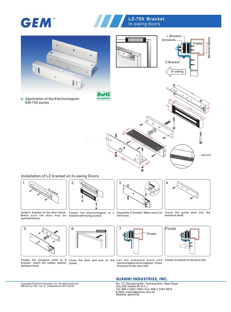 Gianni Industries EM-750 series installation instructions