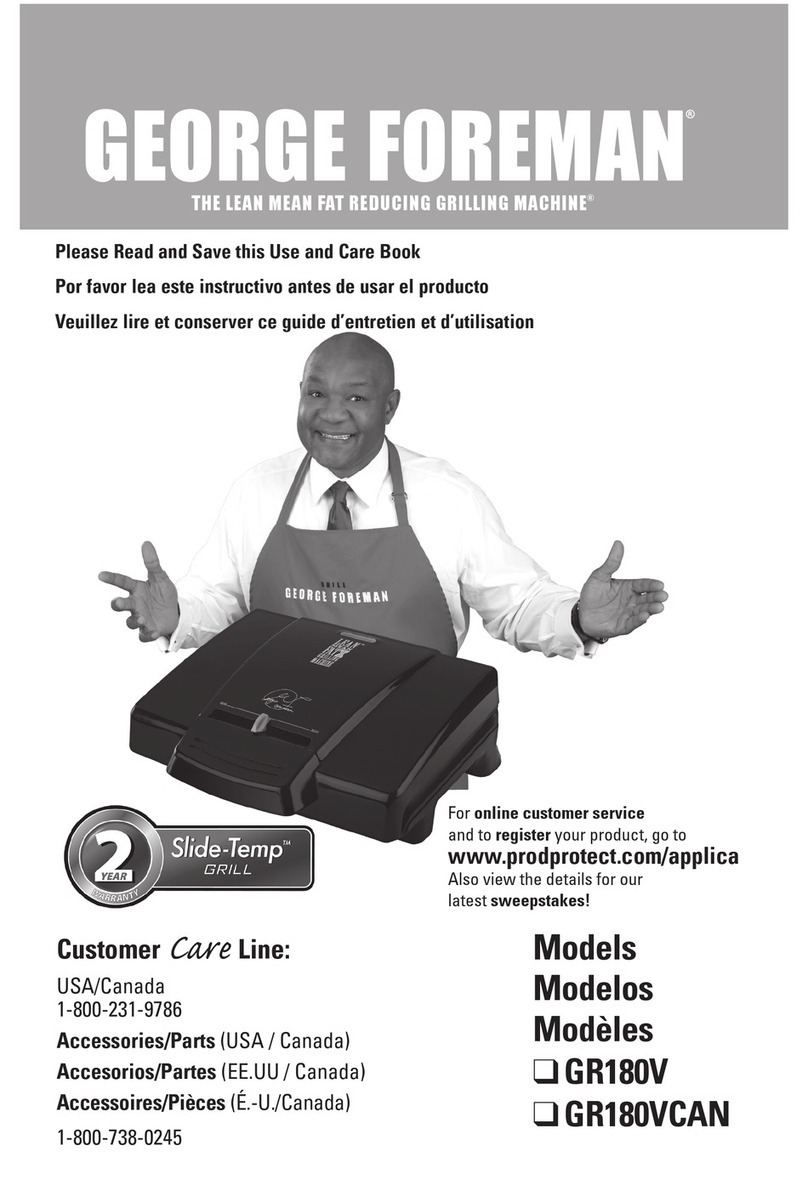 George Foreman GR180V Slide Temp use and care manual