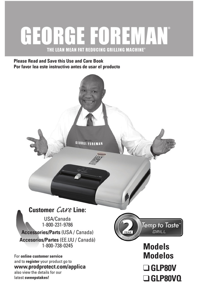 George Foreman Temp to Taste GLP80V Installation instructions