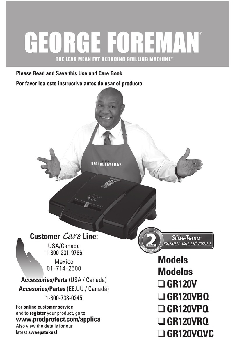 George Foreman Slide-Temp GR120V Installation instructions