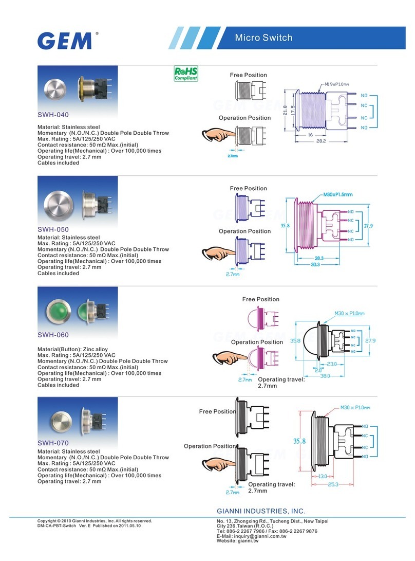 Gianni Industries SWH-040 Specification sheet