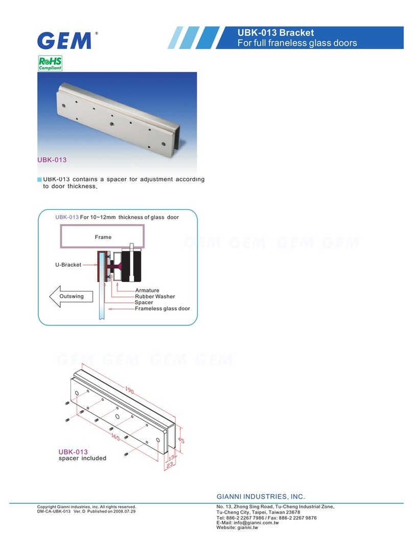Gianni Industries UBK-010 Specification sheet