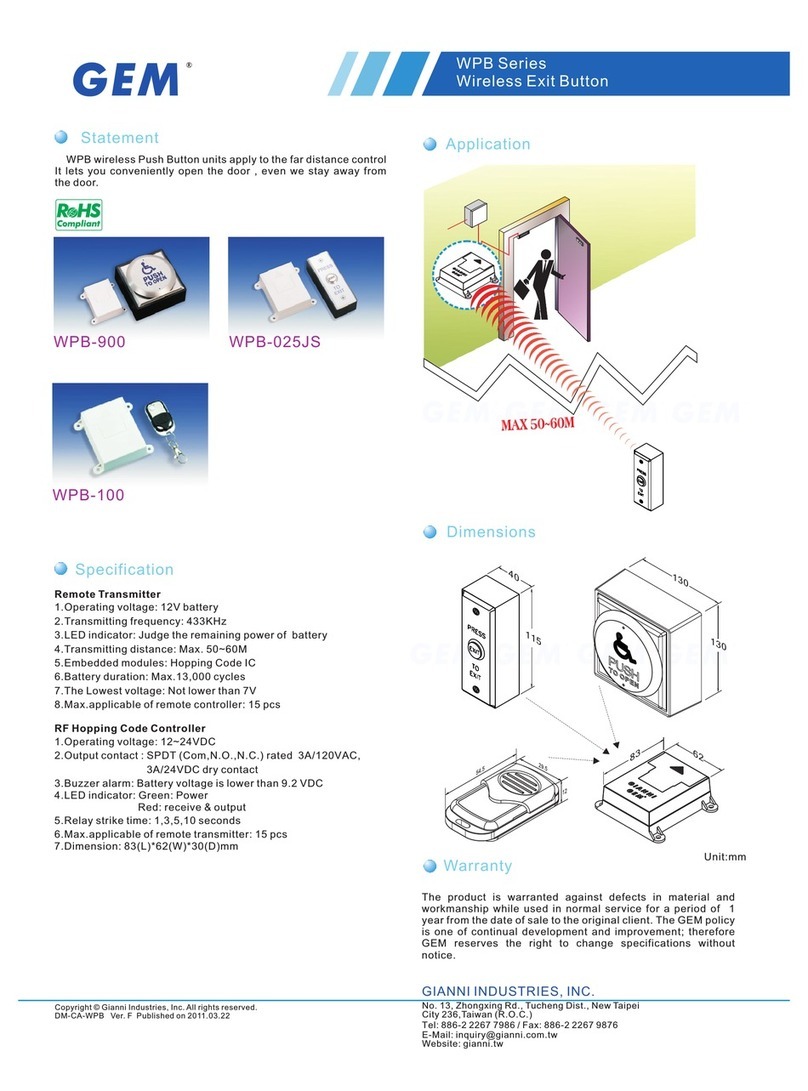Gianni Industries WPB Series Specification sheet Gianni Industries WPB Series Specification sheet