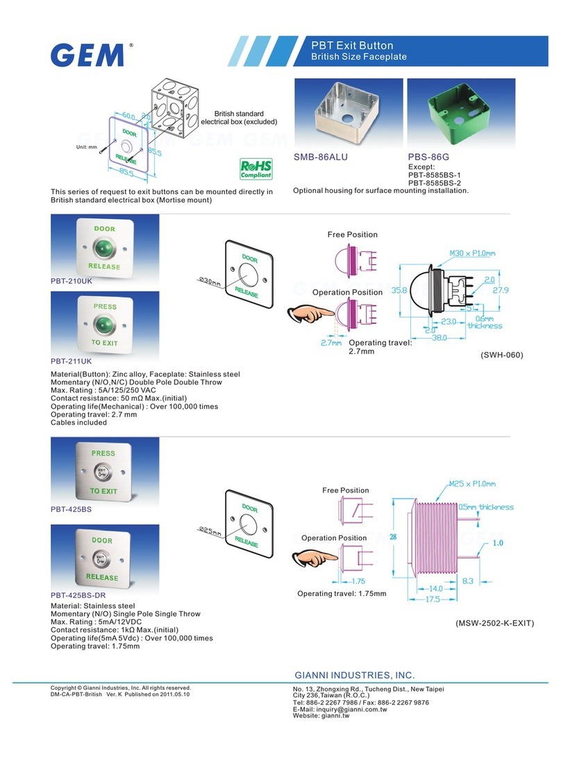 GEM PBT-211UK User manual