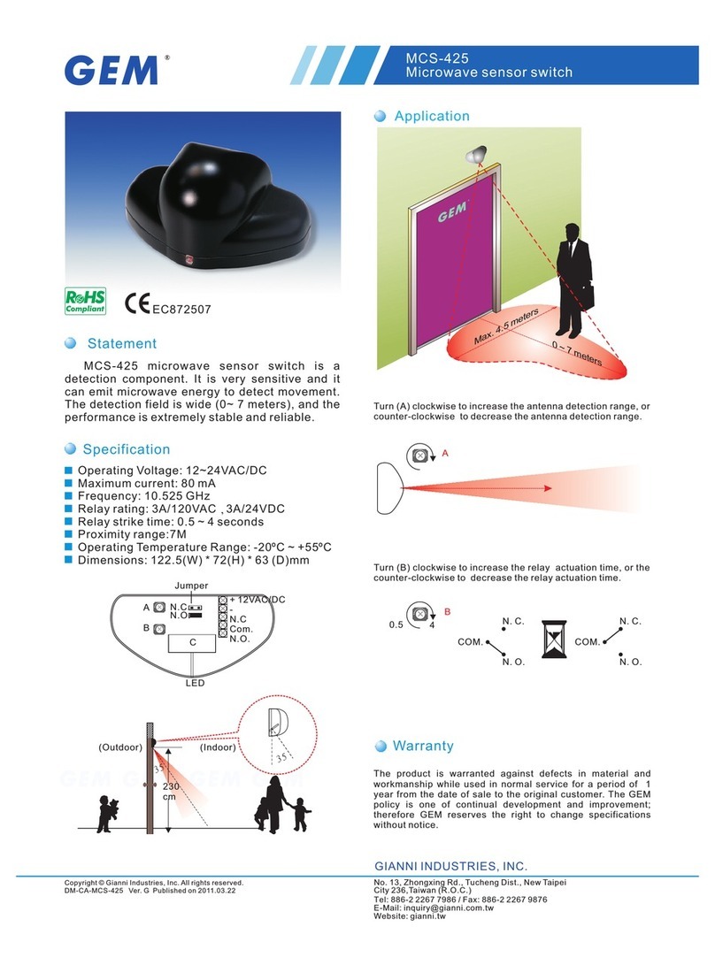 Gianni Industries GEM MCS-425 Specifications
