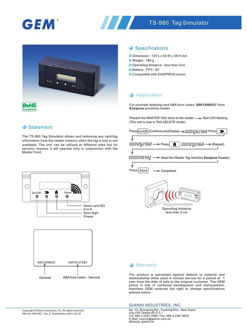 Gianni Industries TS-980 Specifications