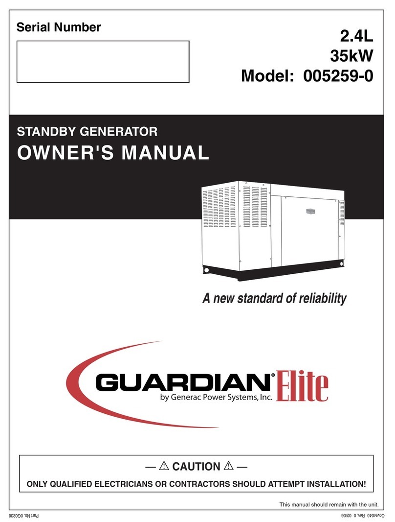 Generac Power Systems Guardian Elite 005259-0 owner's manual