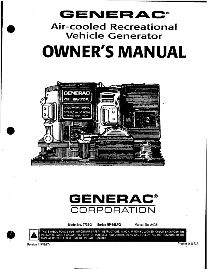 Generac Power Systems Air-cooled Recreational Vehicle Generator... User manual Generac Power Systems Air-cooled Recreational Vehicle Generator... User manual