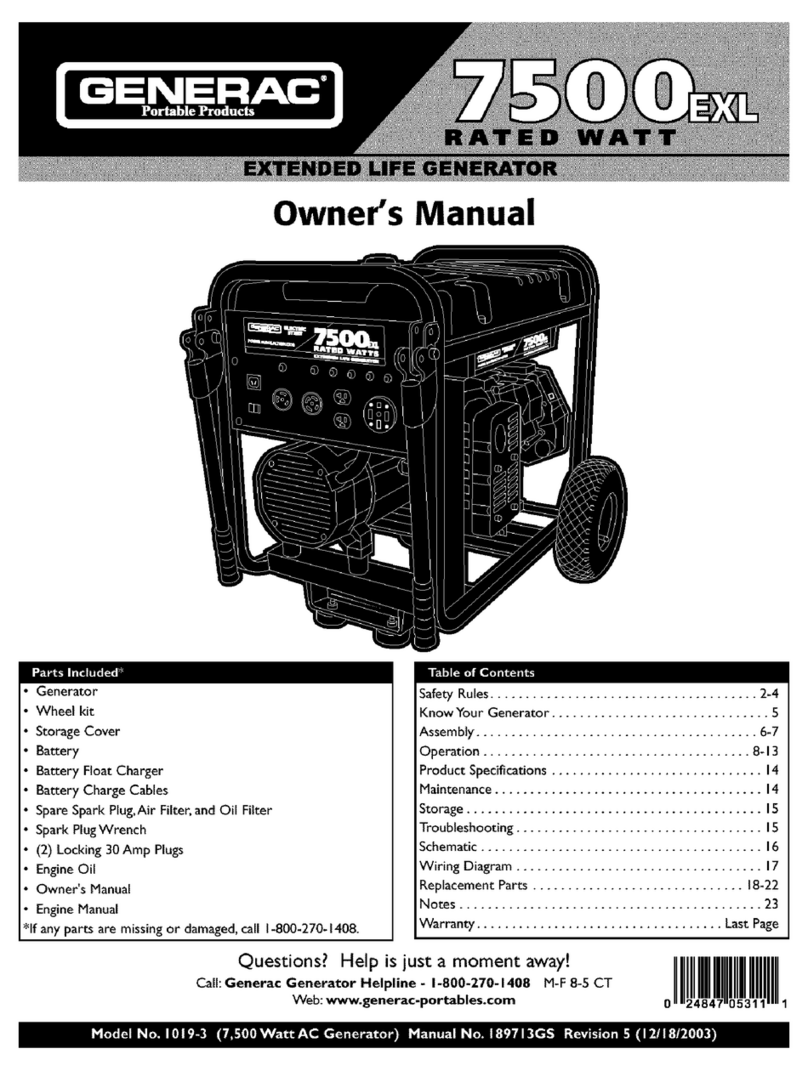 Generac Power Systems 1019-3 owner's manual