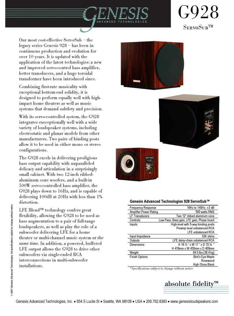 Genesis ServoSub G 928 User manual