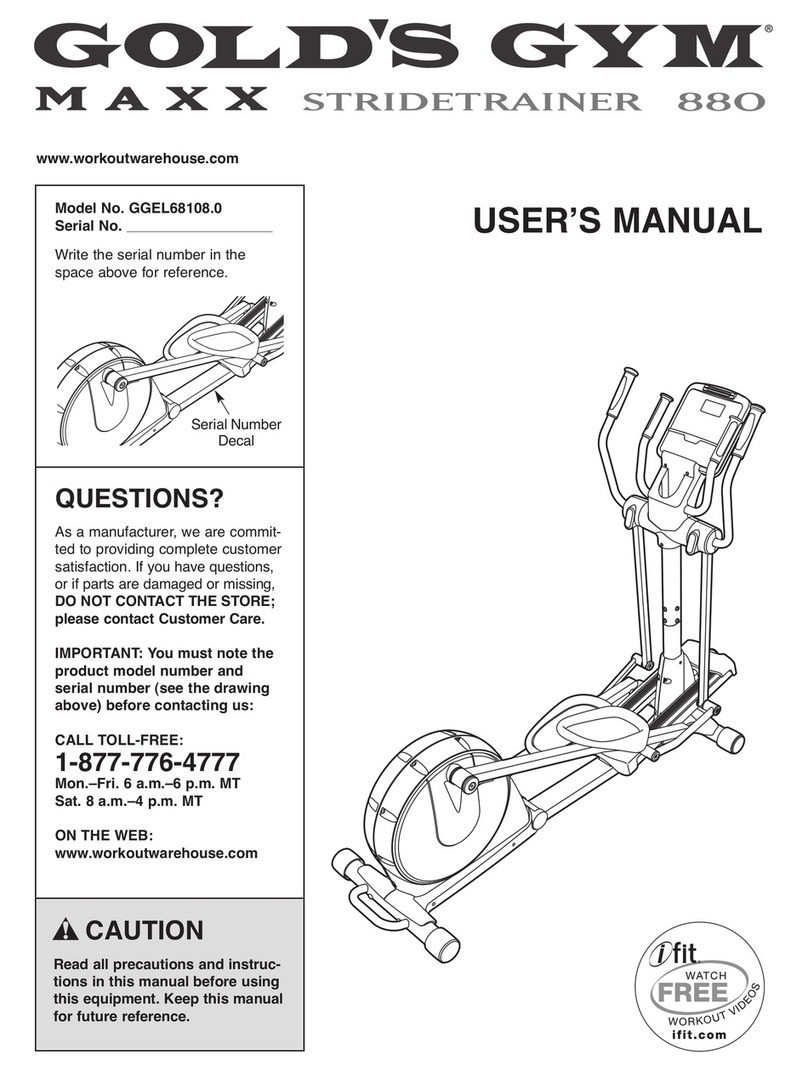 Gold's Gym MAXX STRIDETRAINER 880 User manual