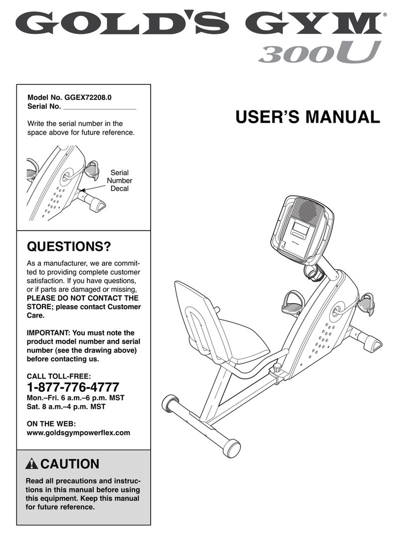 Gold's Gym 300 U GGEX72208.0 user manual