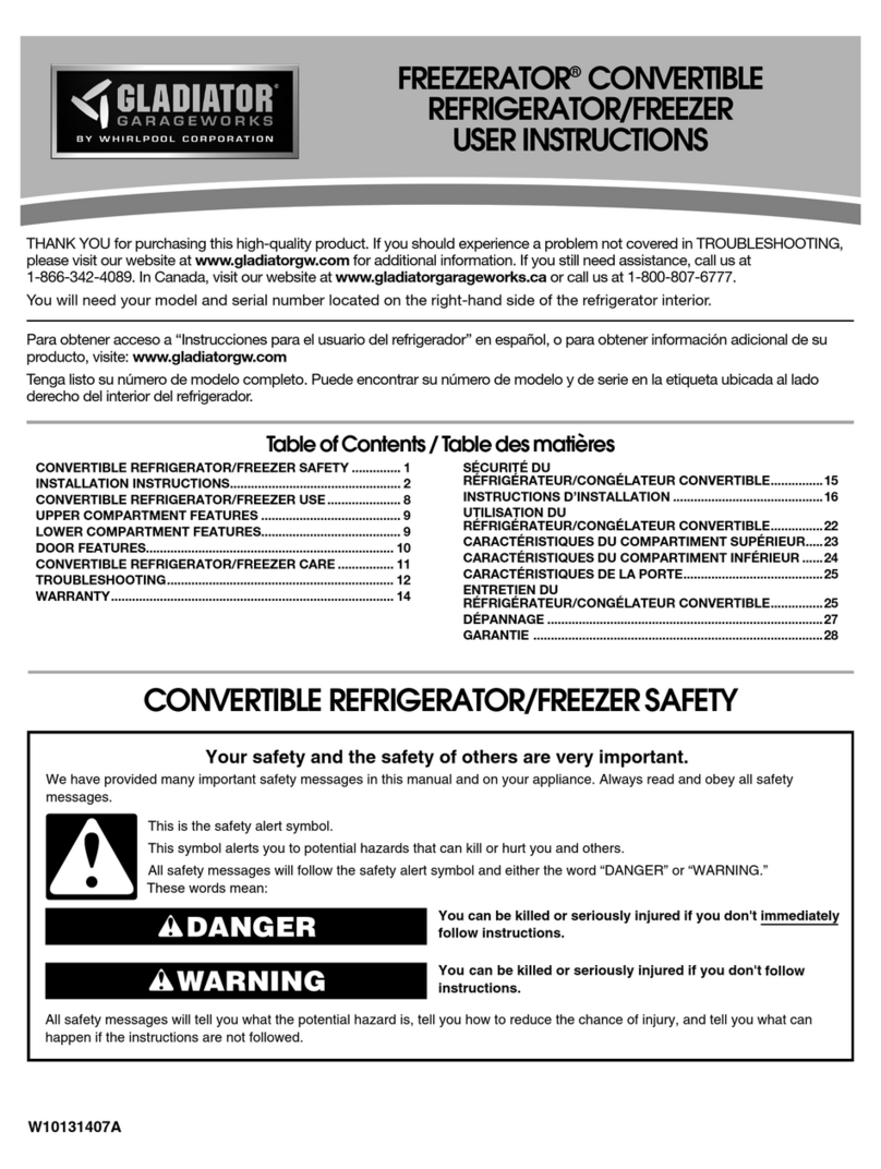 Gladiator Freezerator W10131407A User instructions