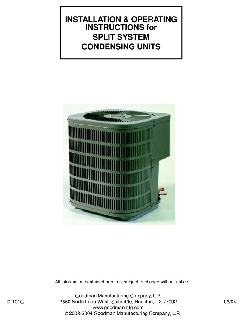 Goodman Split System Condensing Units IO-101G User manual