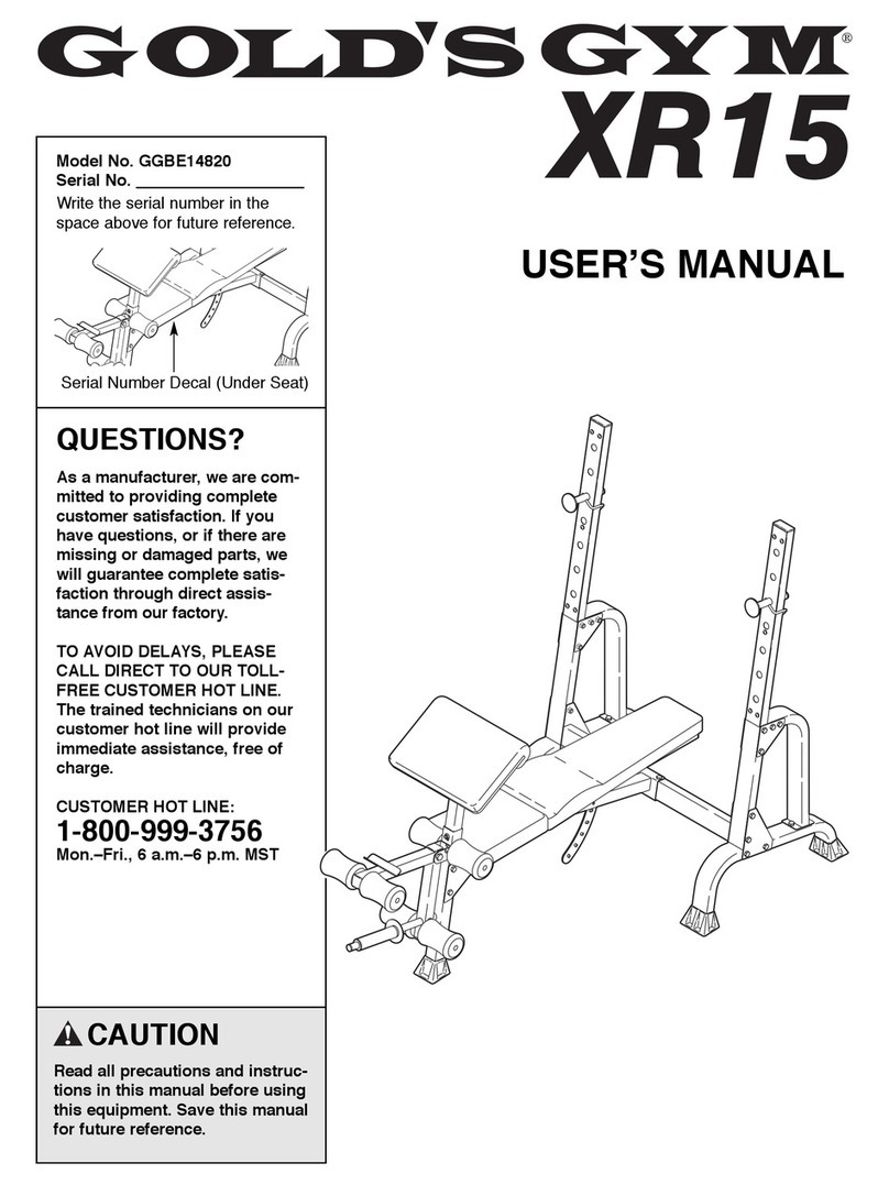 Gold's Gym XR15 GGBE14820 User manual