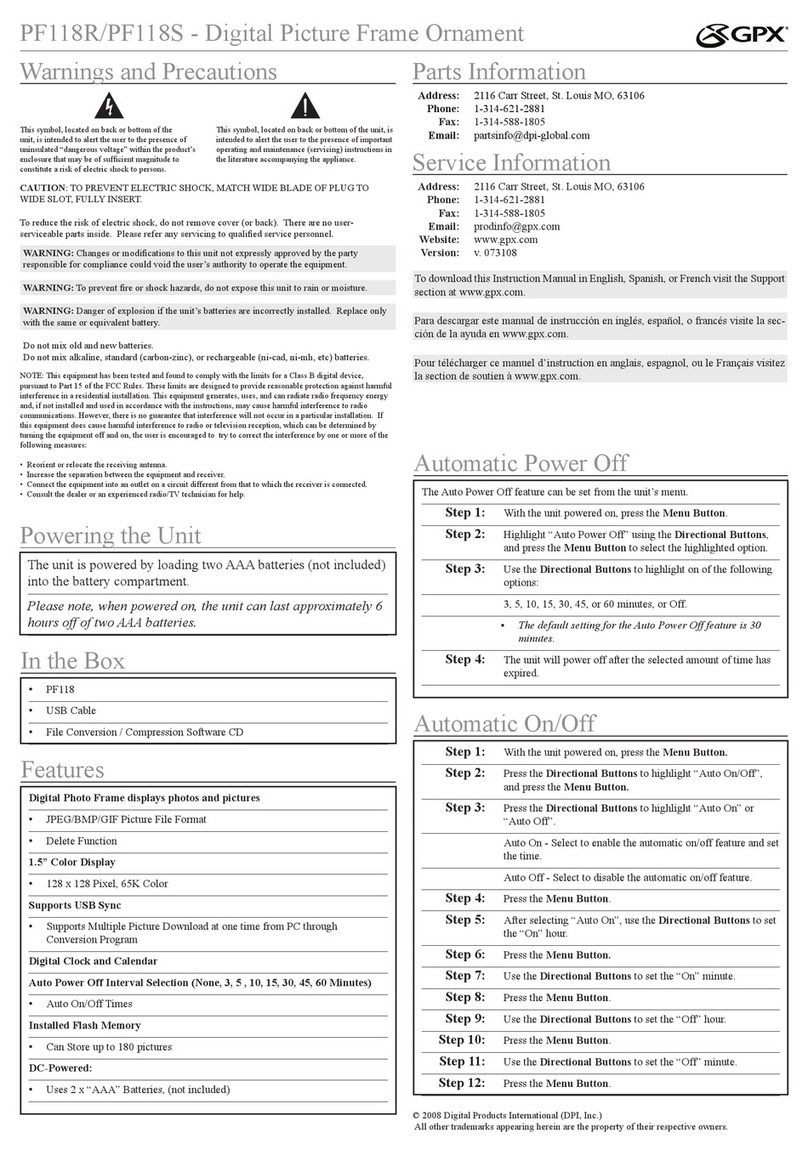 GPX PF118R User manual