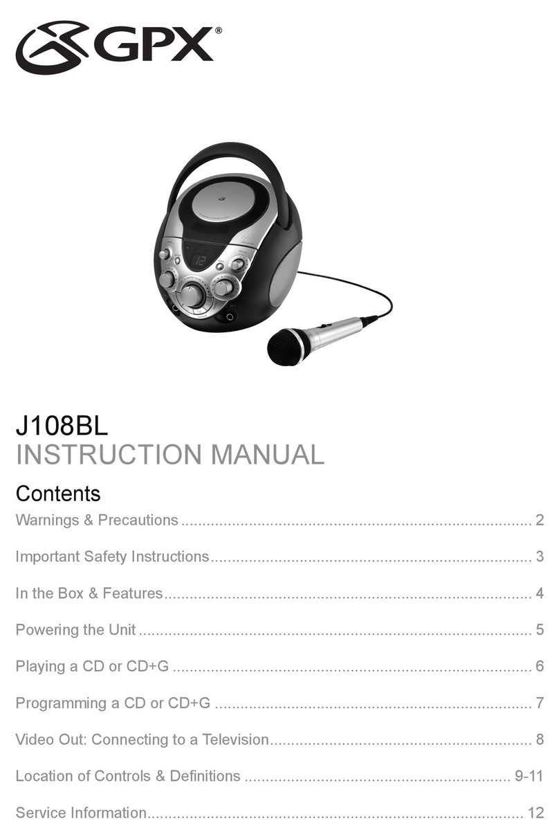 GPX Karaoke Party Machine J108BL instruction manual