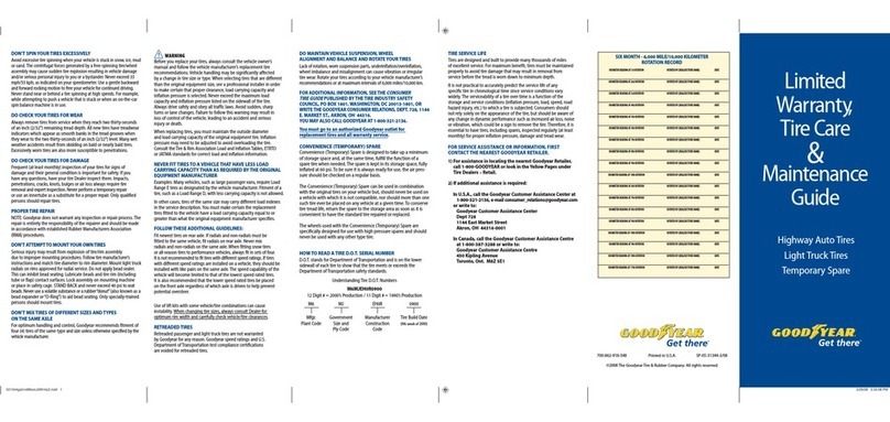 Goodyear SP-05-31344-308 Limited Warranty, Tire Care & Maintenance Guide Goodyear SP-05-31344-308 Limited Warranty, Tire Care & Maintenance Guide